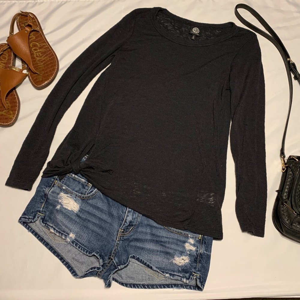 Bobeau Long Sleeve Top with tie